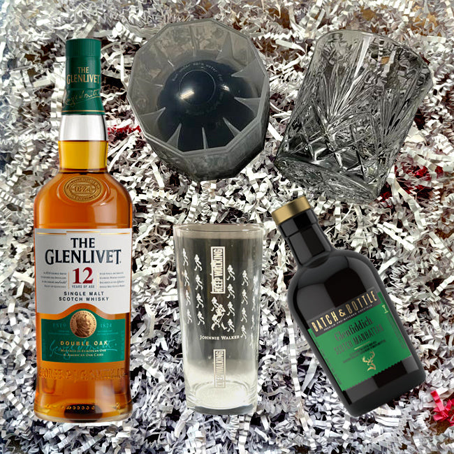 Glenlivet Scotch 12 Yr 80 Whisky Gift Pack with Engraving